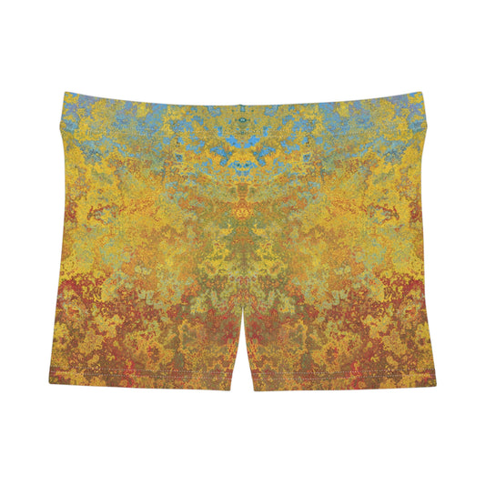 Manchas doradas y azules - Shorts de mujer Inovax