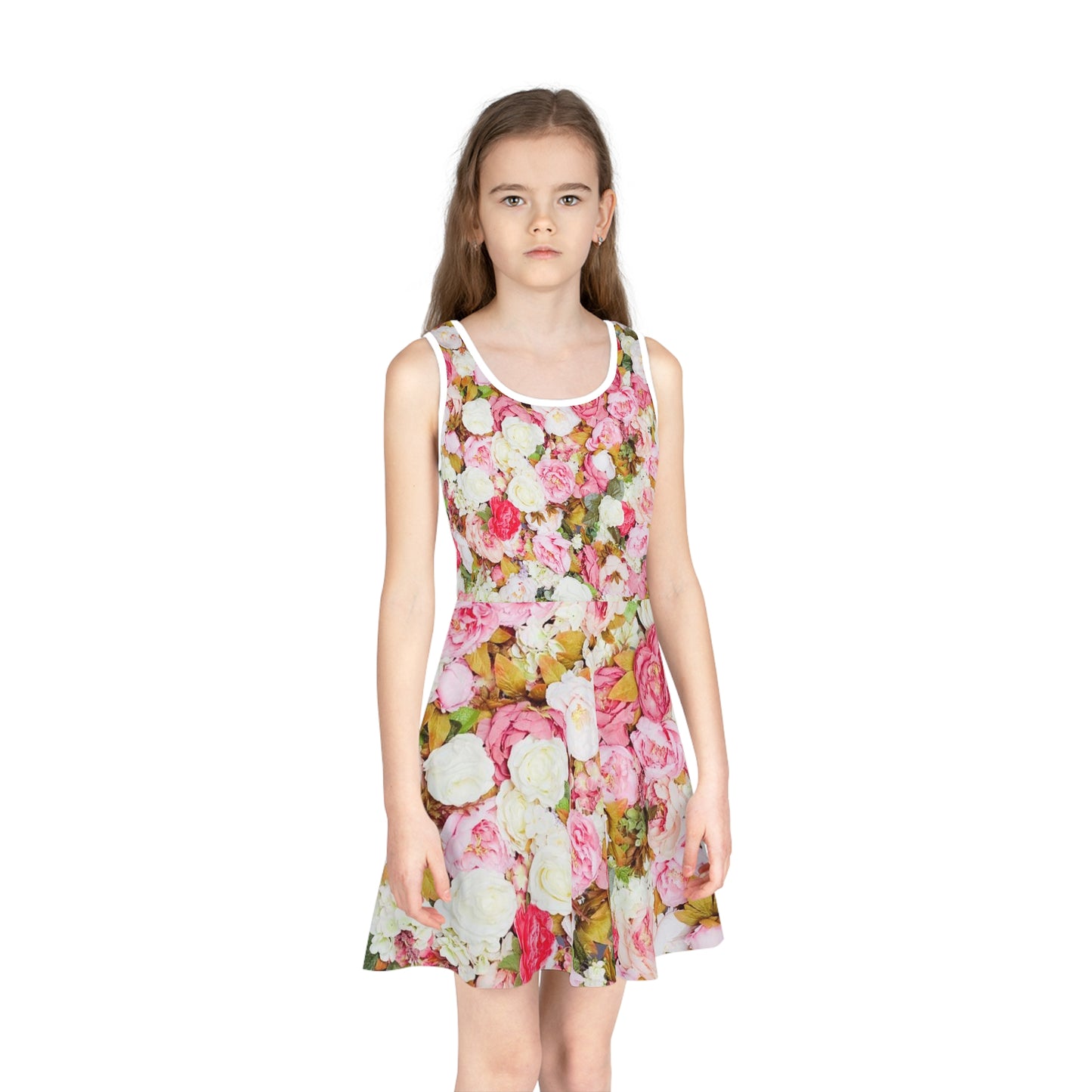 Pink Flowers - Inovax Girl's Sleeveless Sundress