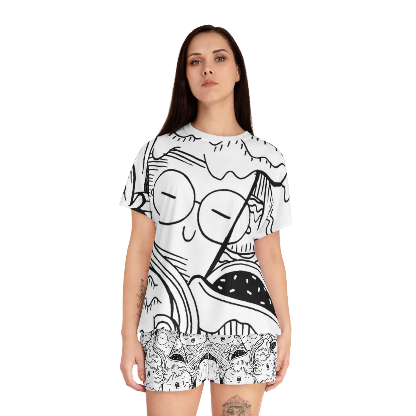 Doodle Icecream - Inovax Women's Short Pajama Set 