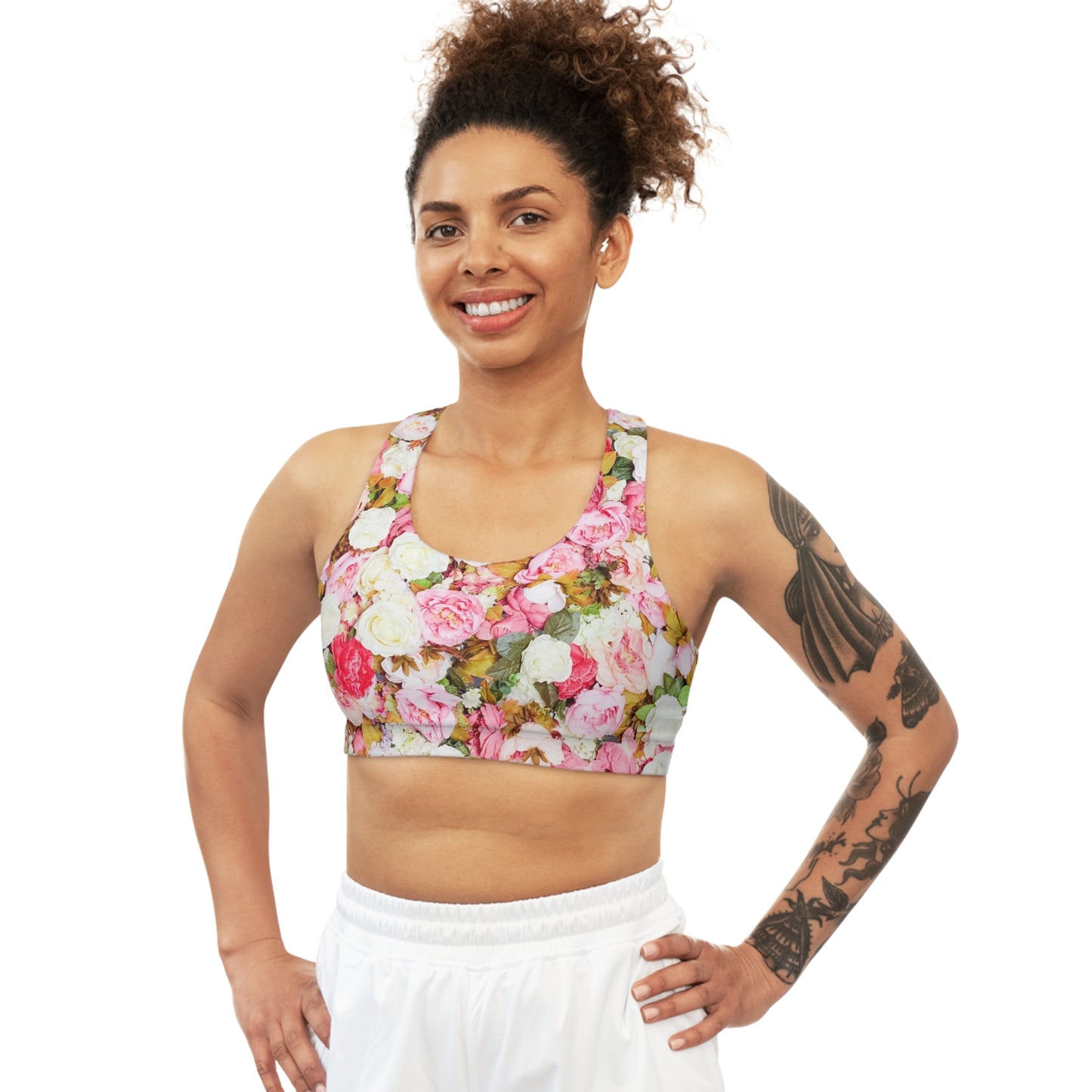 Fleurs roses - Soutien-gorge de sport sans couture Inovax