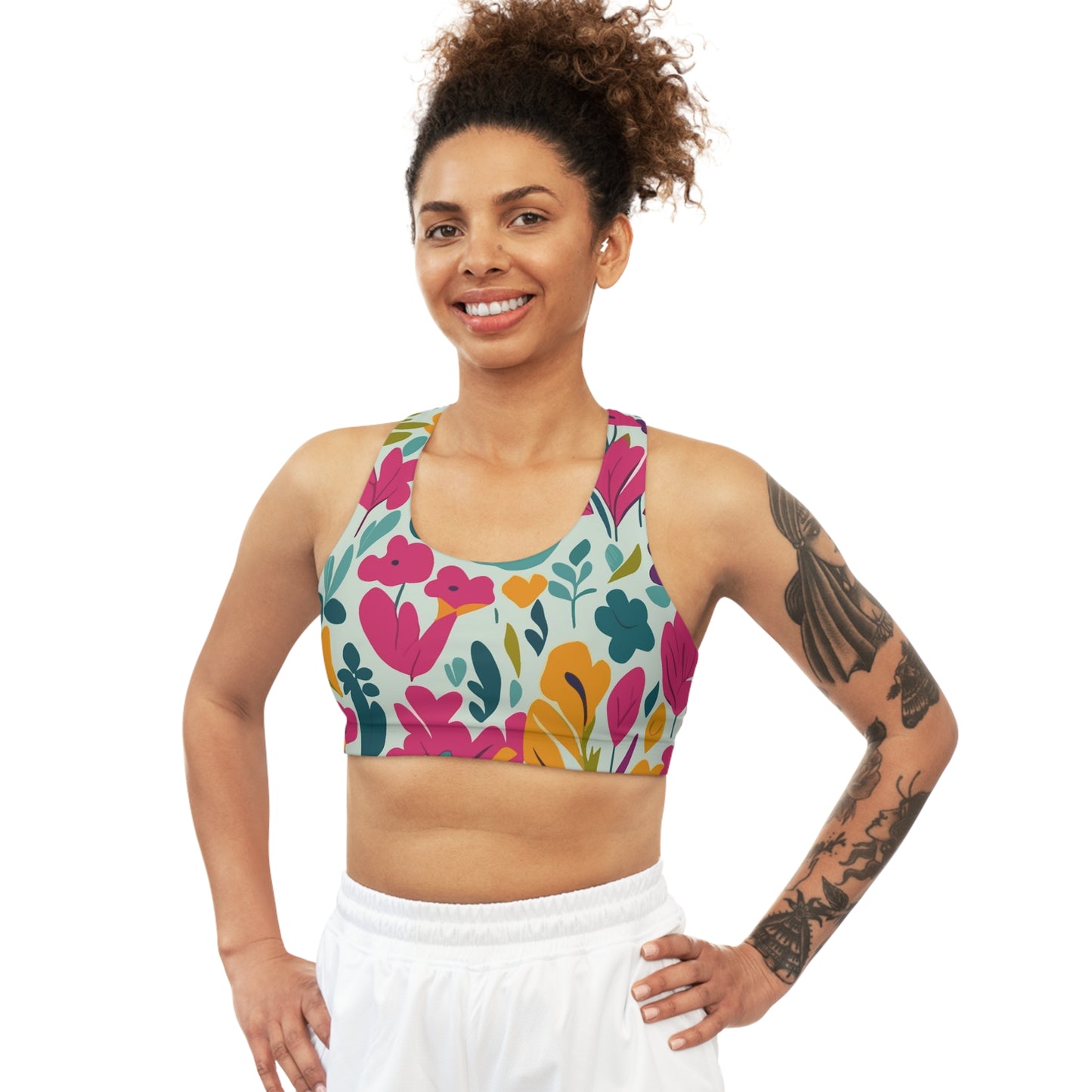 Fleurs claires - Soutien-gorge de sport sans couture Inovax