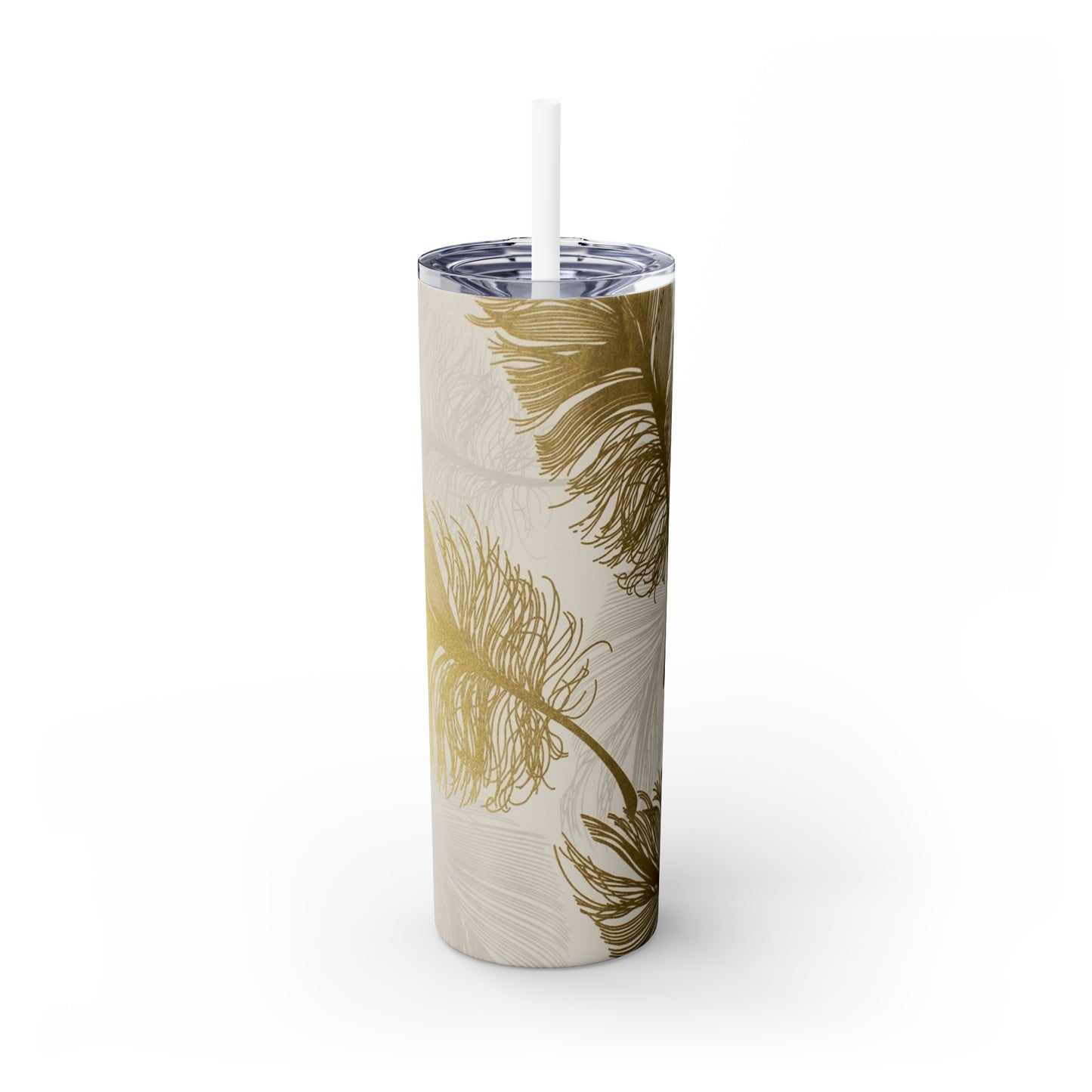 Golden Feathers - Inovax Maars® Skinny Tumbler with Straw 20oz