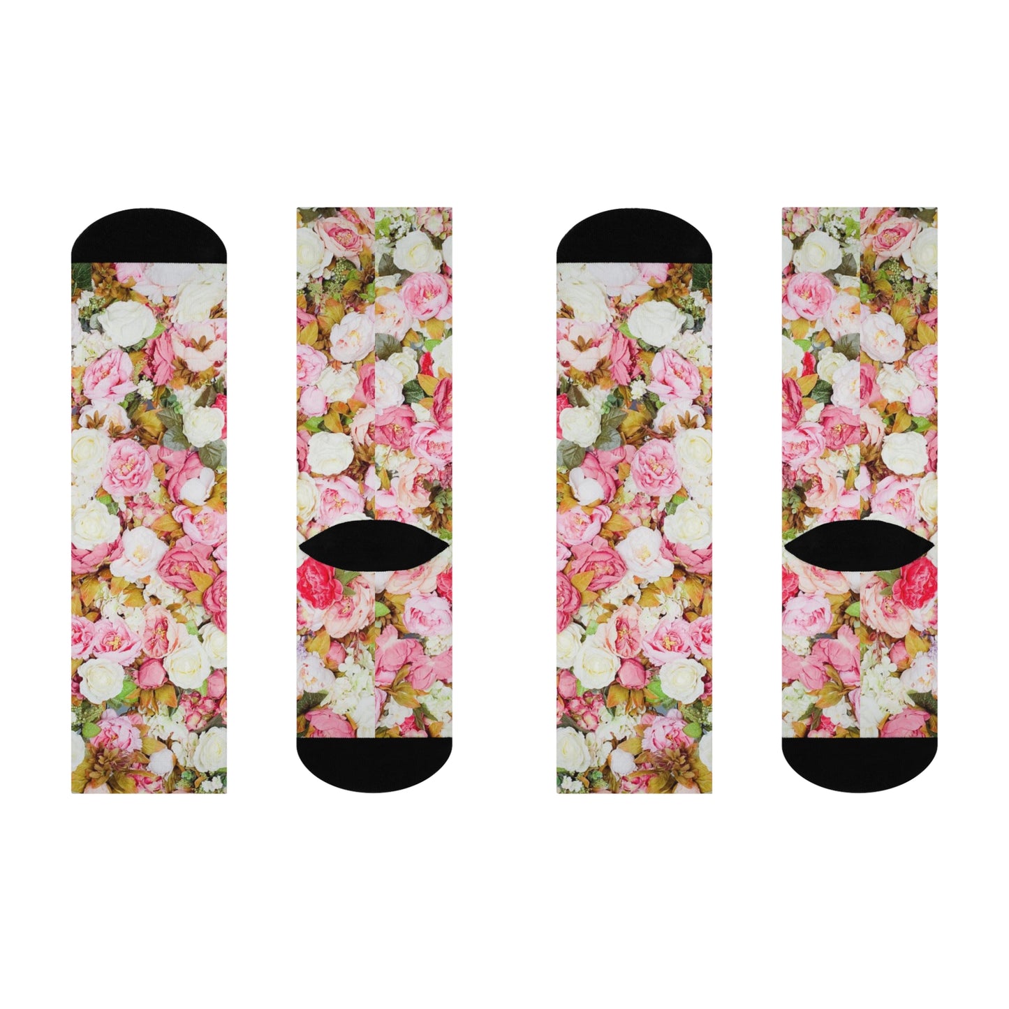 Pink Flowers - Inovax Cushioned Crew Socks