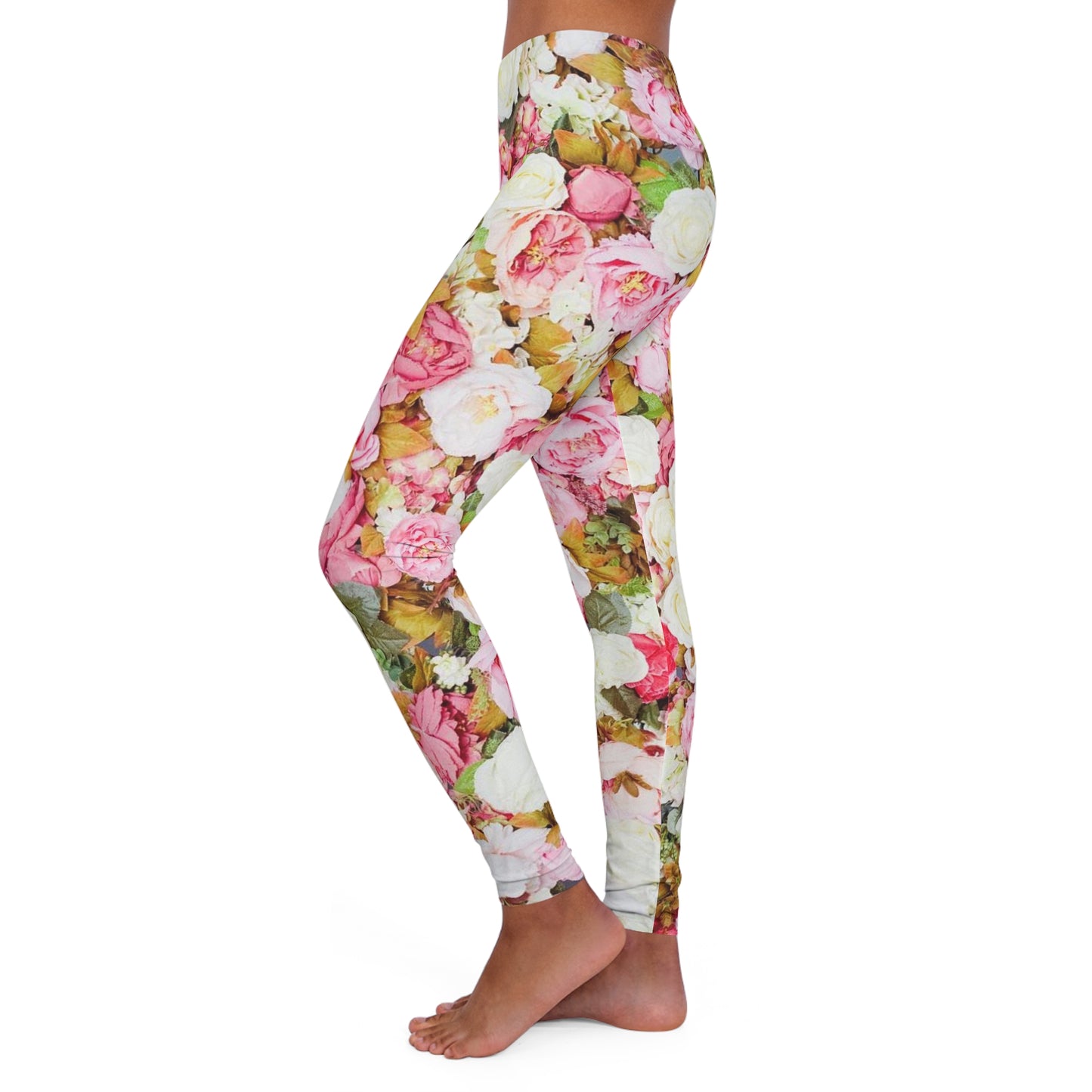 Pink Flowers - Inovax Women's Spandex Leggings