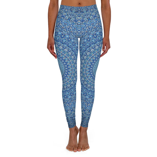 Mandala bleu - Leggings en spandex Inovax pour femmes