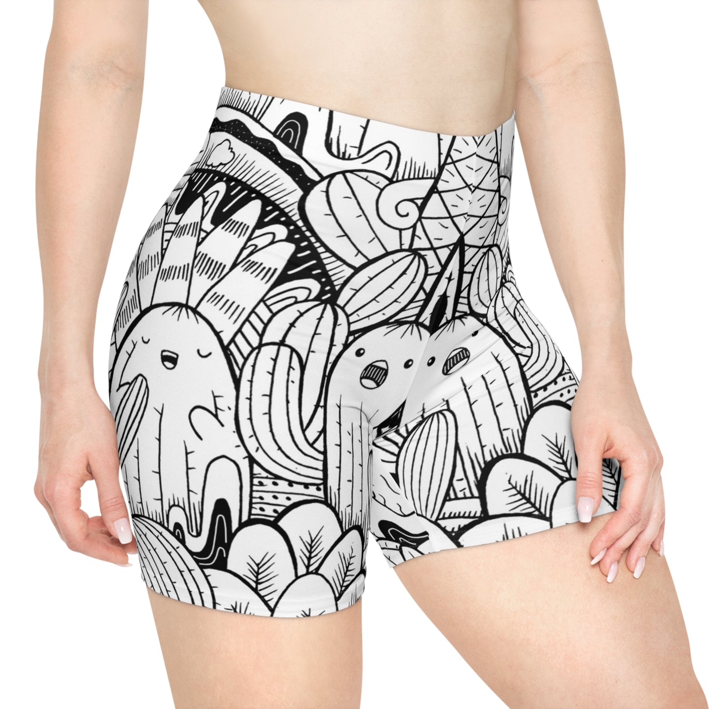 Doodle Cactus - Inovax Women's Biker Shorts