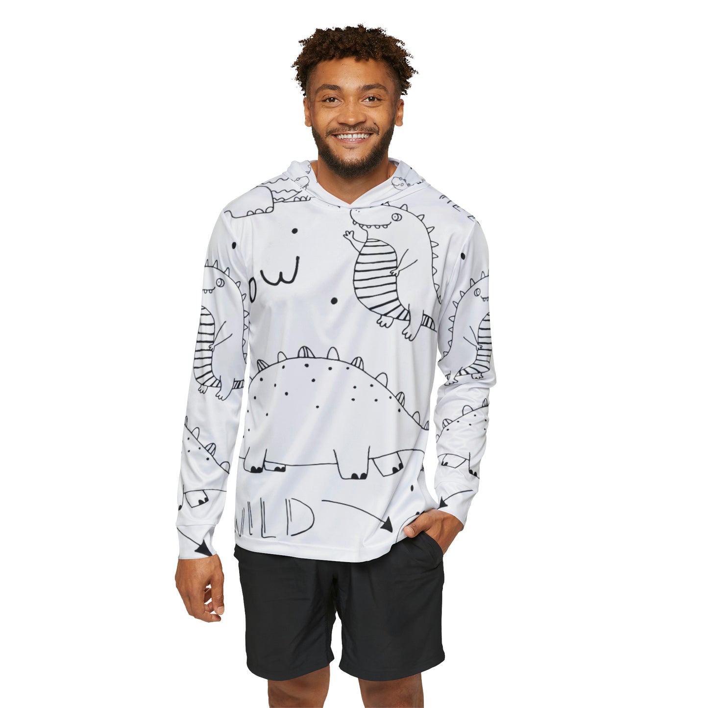 Doodle Dinosours - Sudadera con capucha deportiva de calentamiento para hombre