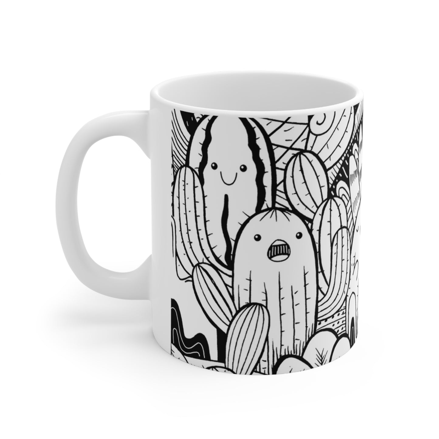 Doodle Cactus - Taza de cerámica Inovax 11oz