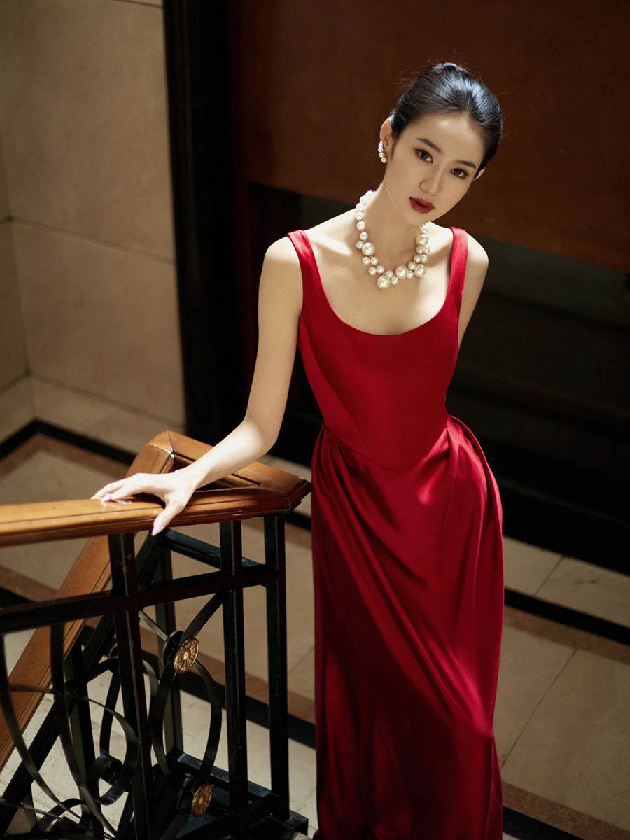 Simple Three-dimensional Bride Wine Red Toast Clothing