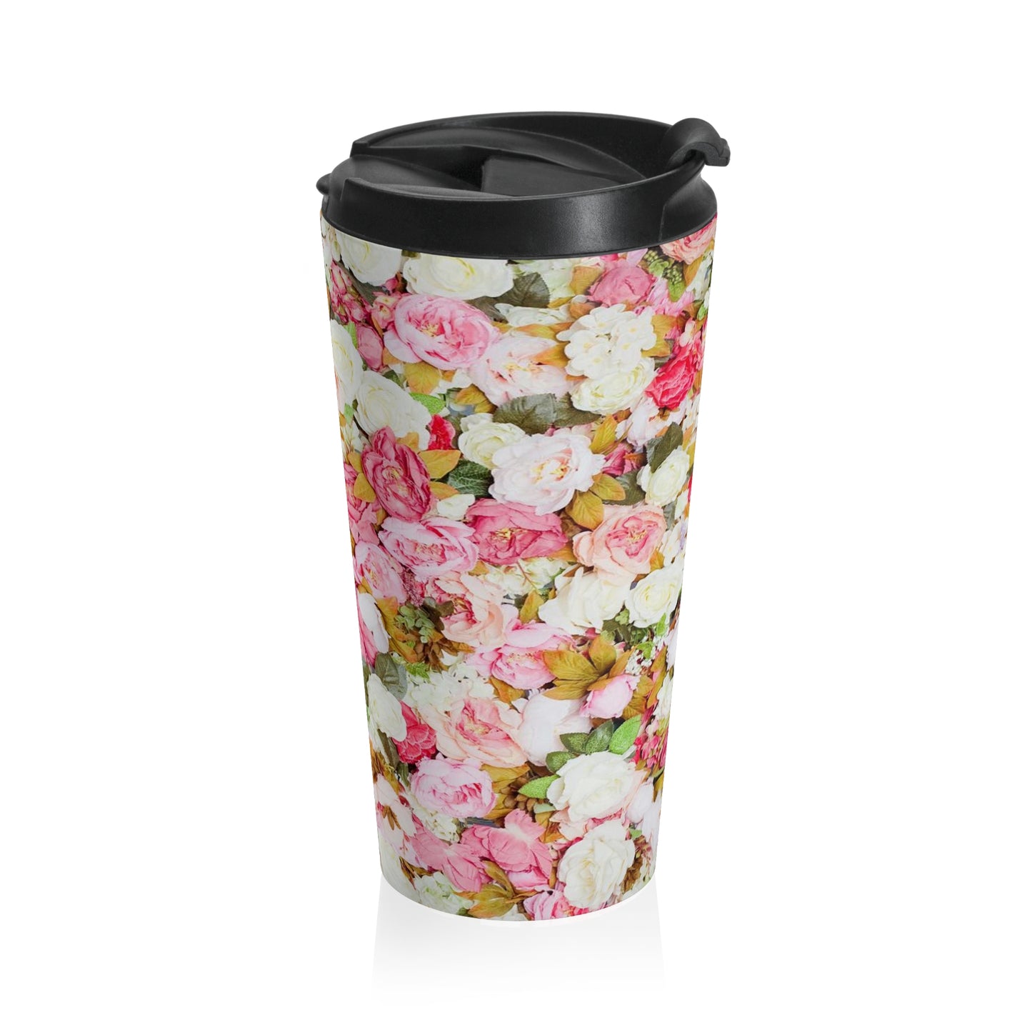 Fleurs roses - Tasse de voyage en acier inoxydable Inovax