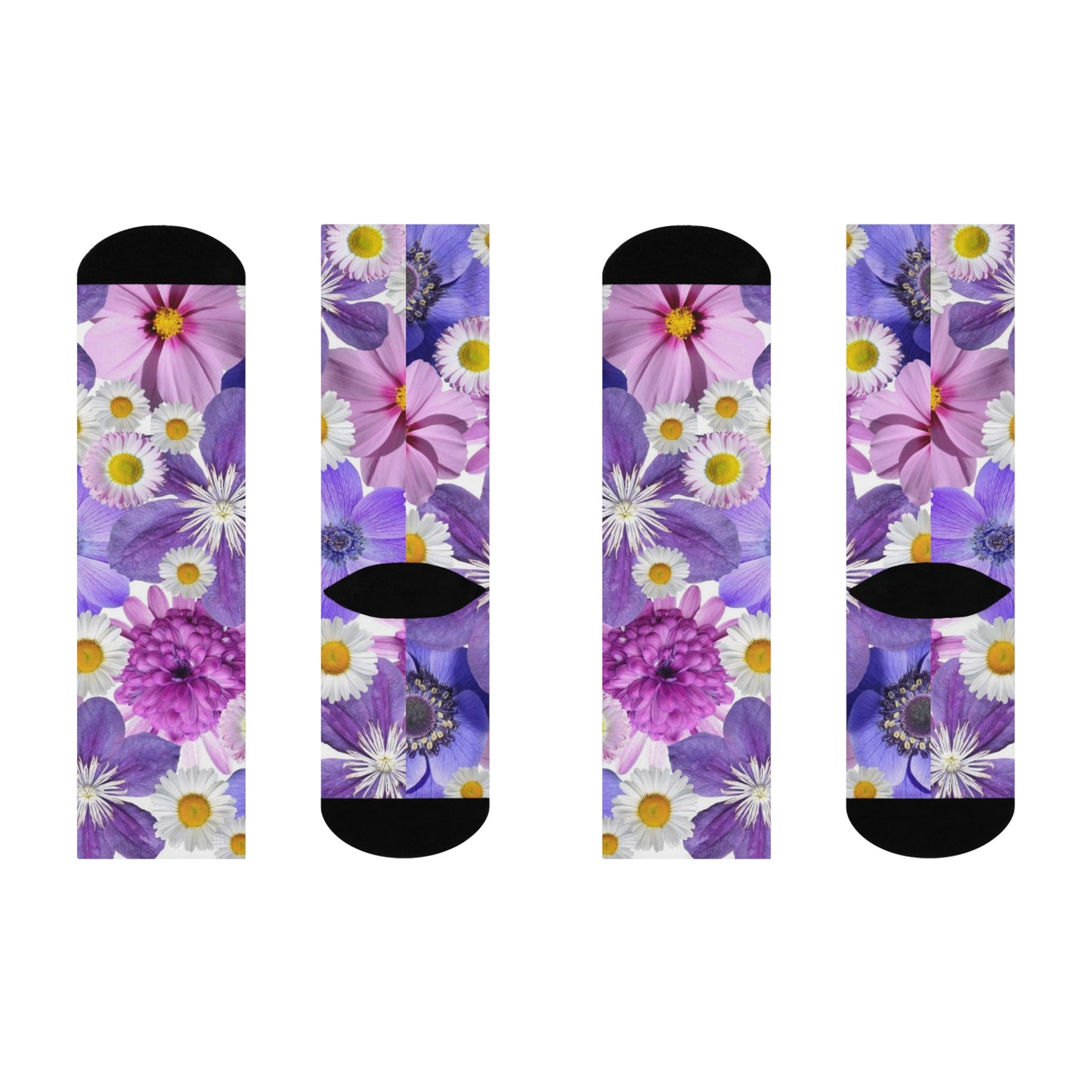 Purple Flowers - Inovax Cushioned Crew Socks