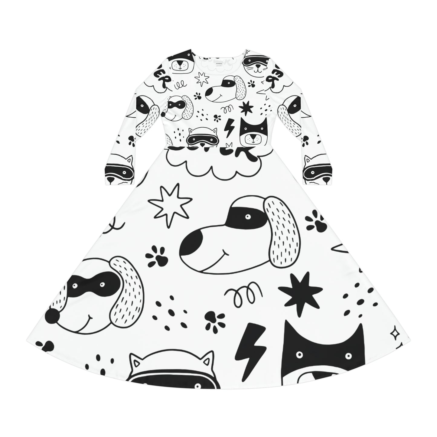 Doodle Dogs &amp; Cats - Robe de danse à manches longues pour femmes Inovax