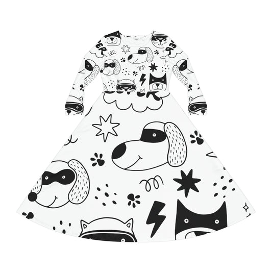 Doodle Dogs &amp; Cats - Vestido de baile de manga larga para mujer Inovax