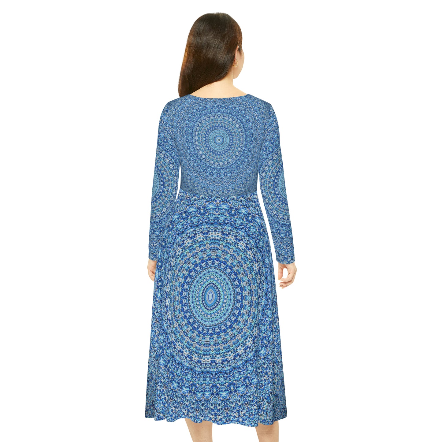 Blue Mandala - Vestido de baile de manga larga para mujer Inovax