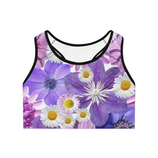 Purple Flowers - Inovax Sports Bra