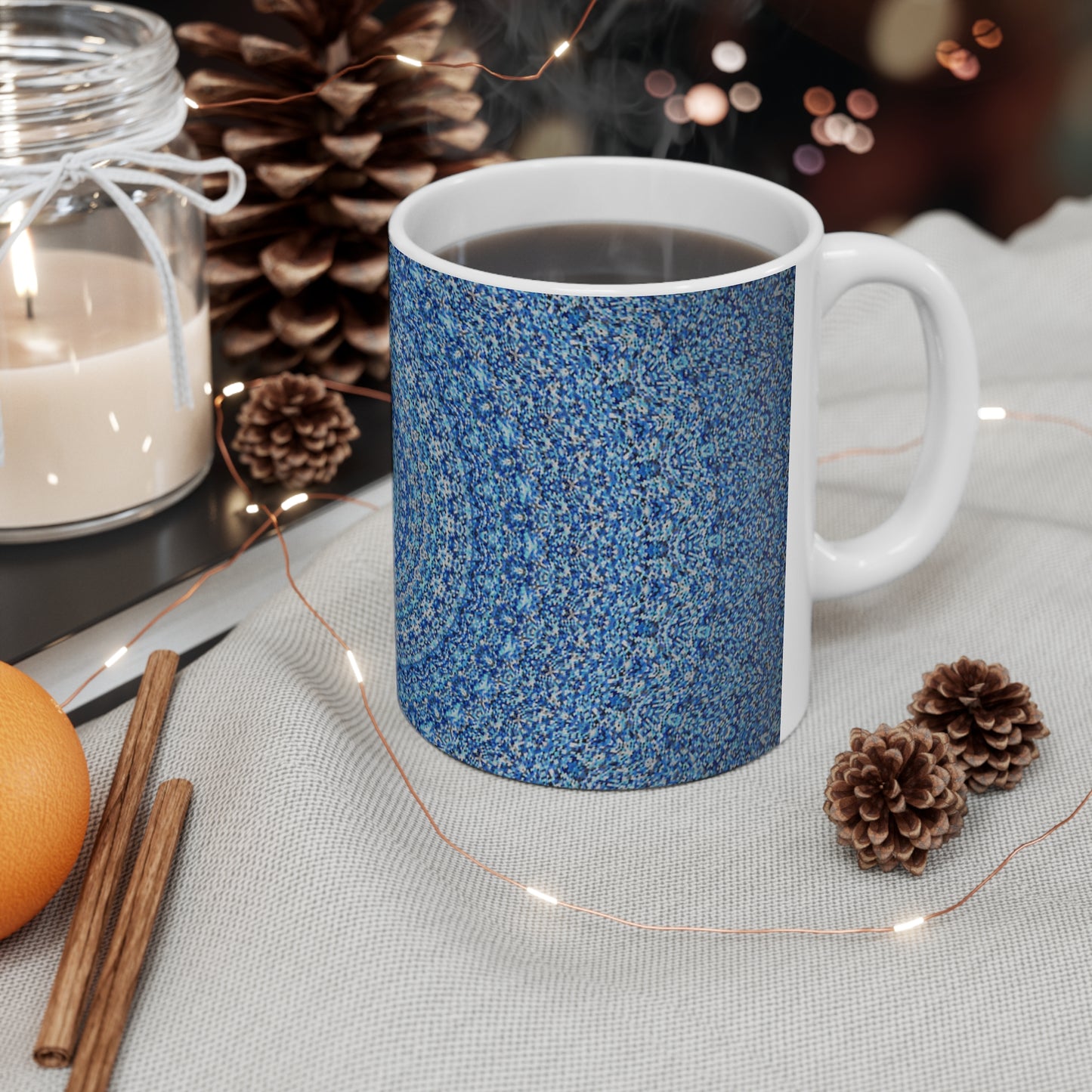 Mandala Bleu - Tasse en céramique Inovax 11oz