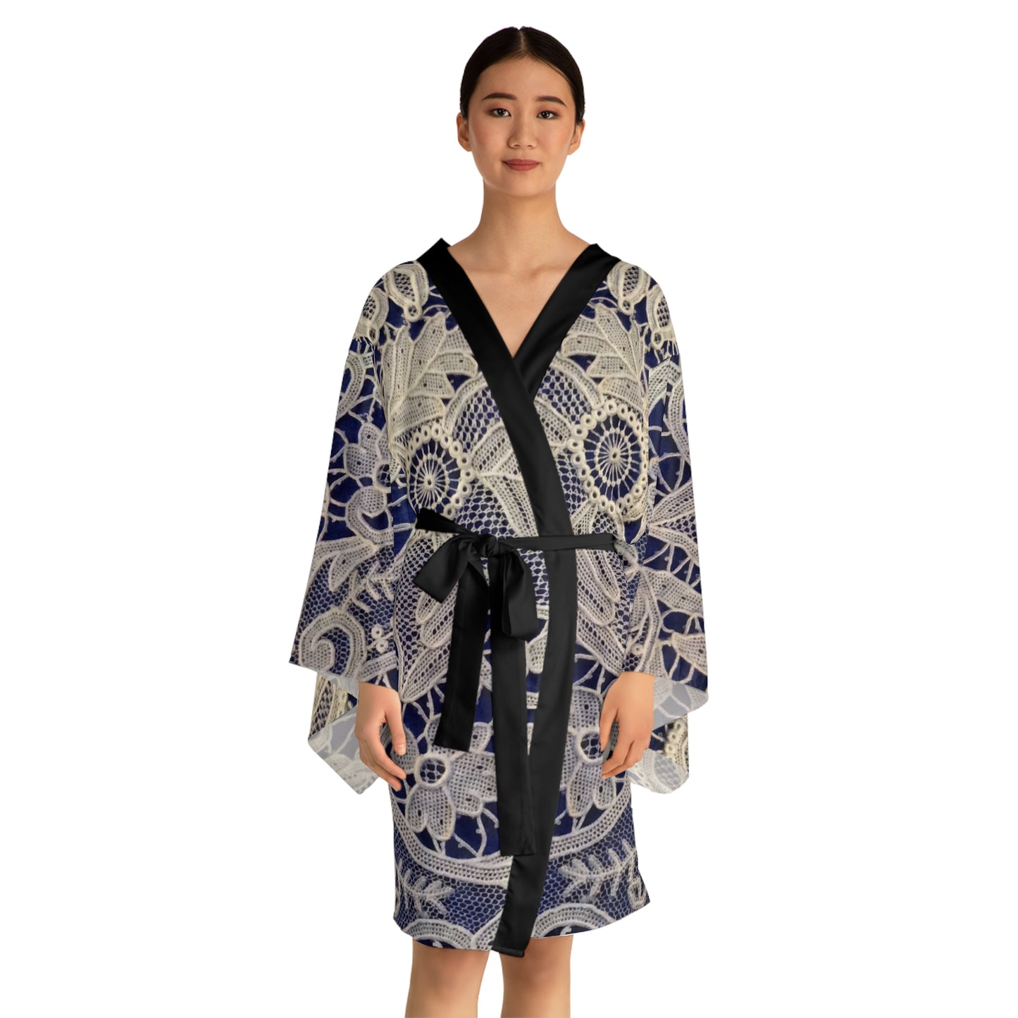 Doré et bleu - Robe kimono à manches longues Inovax