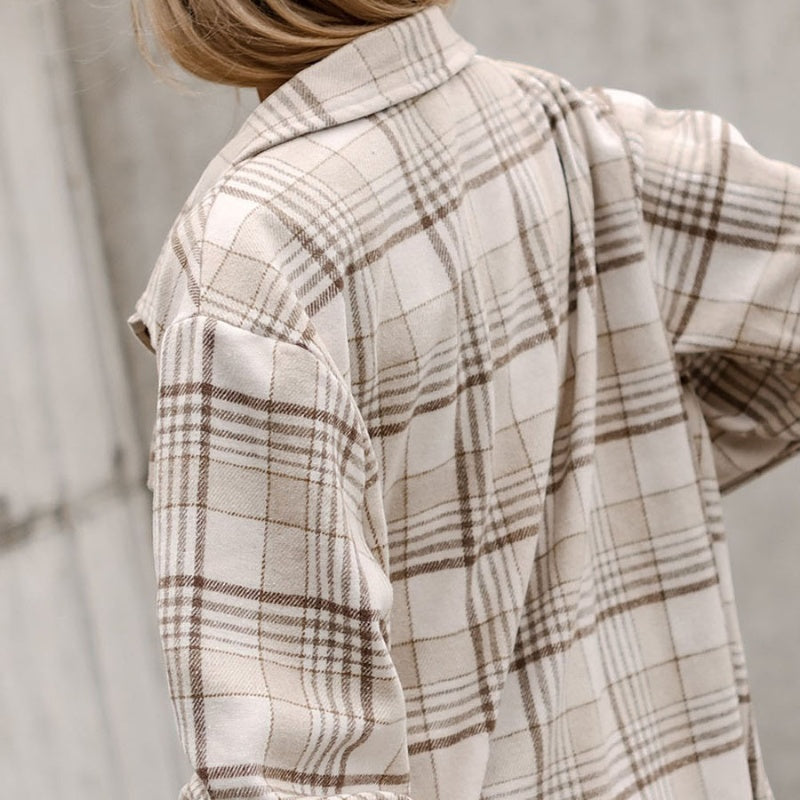 Automne nouveau Plaid à manches longues manteau femmes ample décontracté