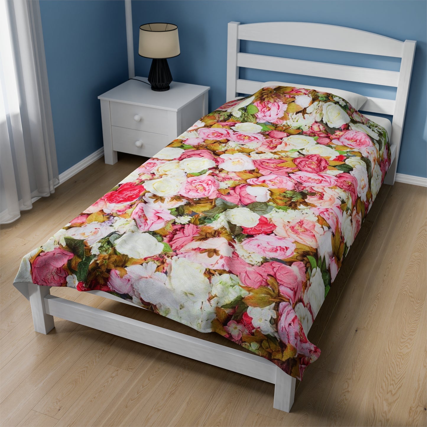 Fleurs roses - Couverture en peluche Inovax Velveteen