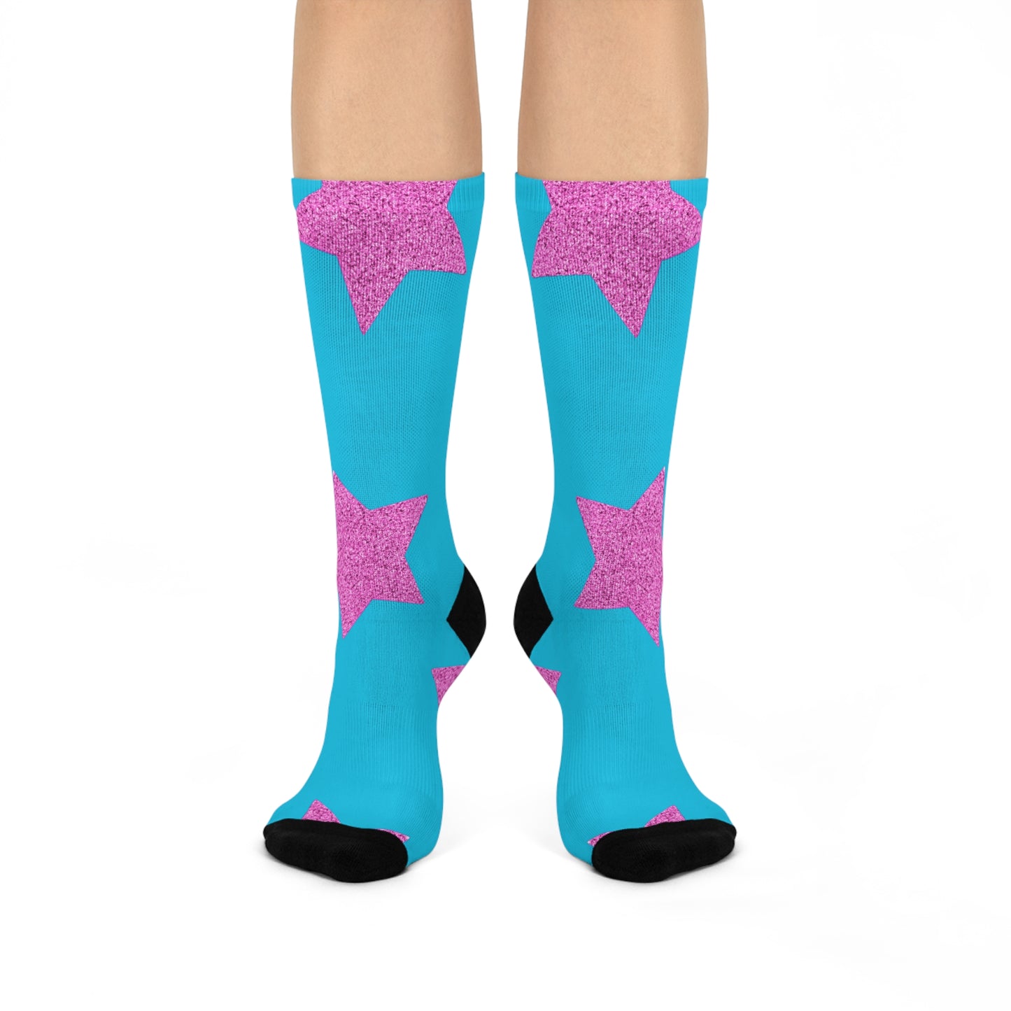 Pink Stars - Inovax Cushioned Crew Socks