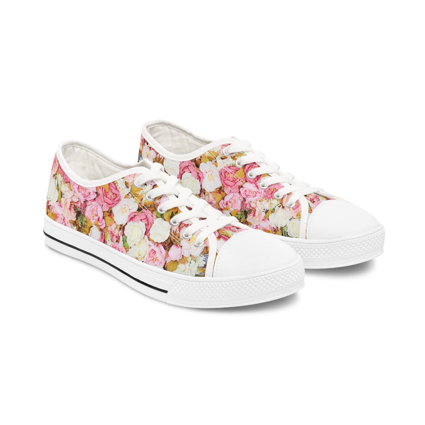 Pink Flowers - Inovax Woman's Low Top Sneakers