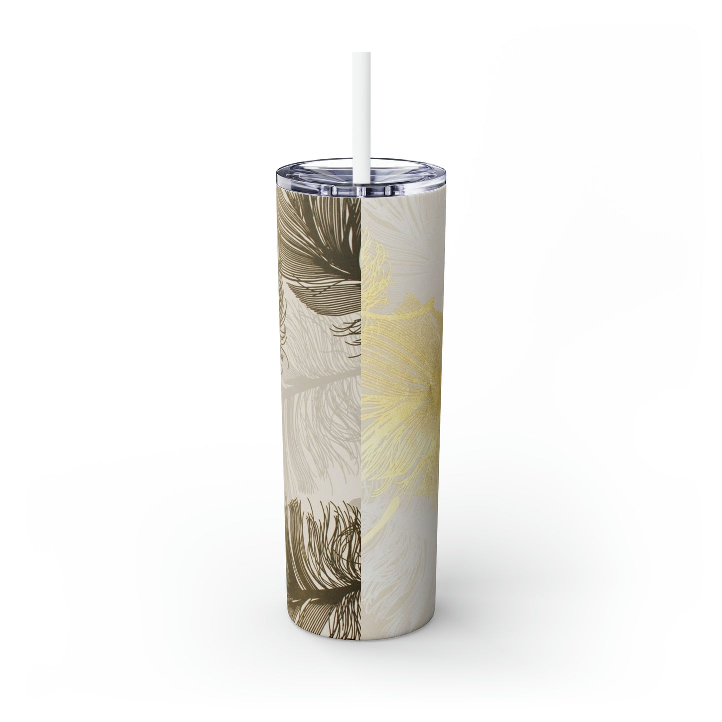 Golden Feathers - Inovax Maars® Skinny Tumbler with Straw 20oz