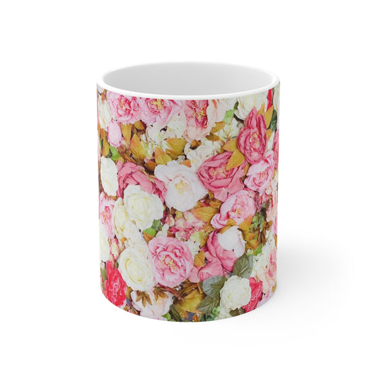 Pink Flowers - Inovax Ceramic Mug 11oz