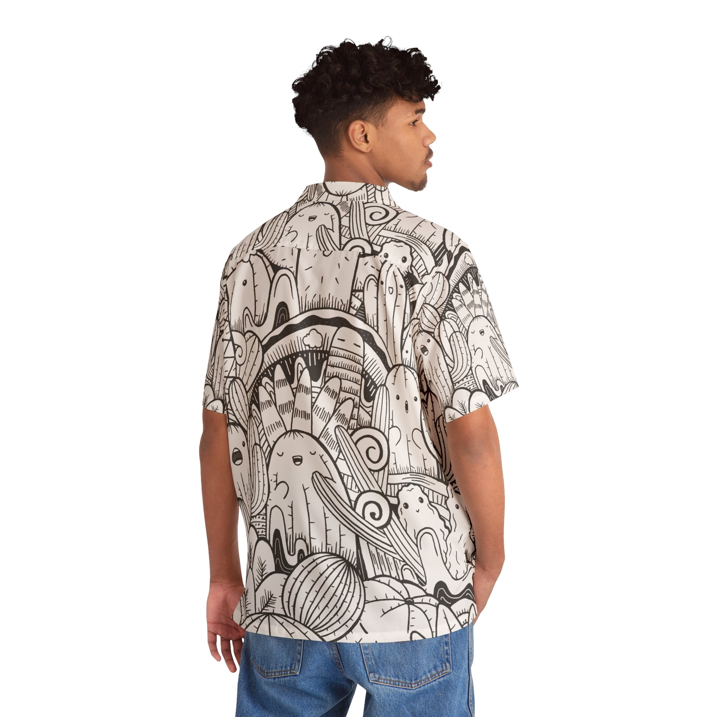 Doodle Cactus - Camisa hawaiana para hombre Inovax