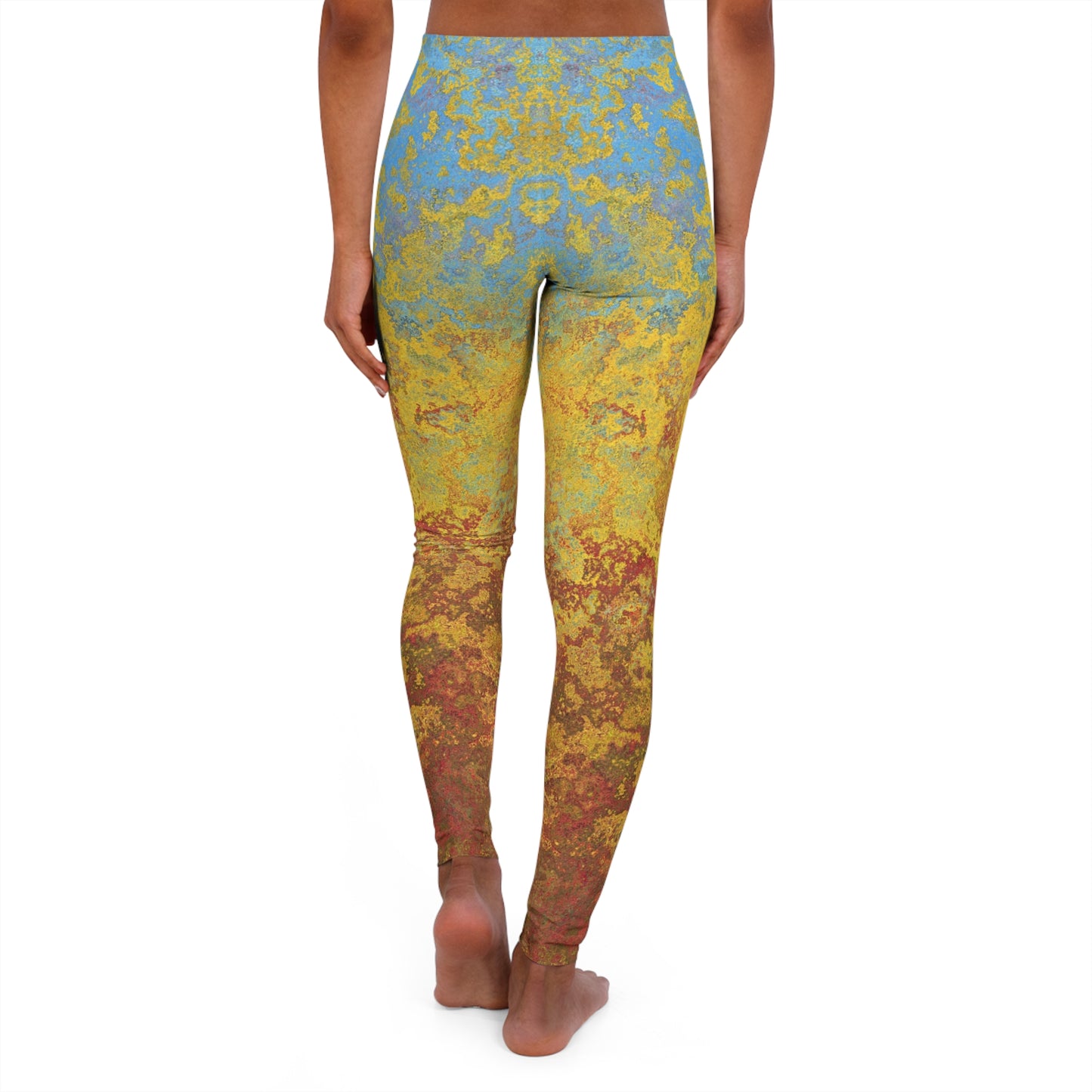 Manchas doradas y azules - Leggings de spandex para mujer Inovax