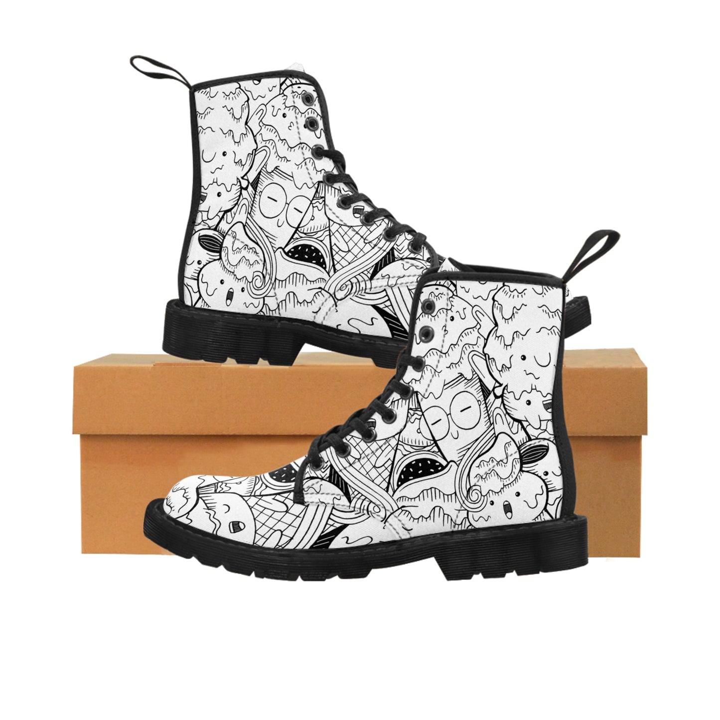 Doodle Icecream - Bottes en toile pour femme Inovax