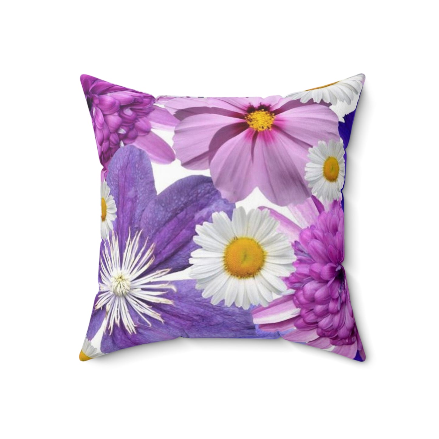 Fleurs violettes - Oreiller carré en polyester filé Inovax