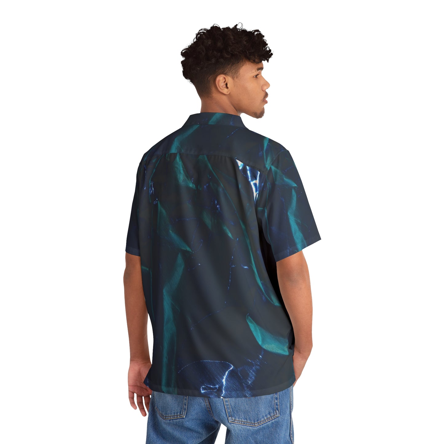 Azul Metálico - Camisa hawaiana hombre Inovax