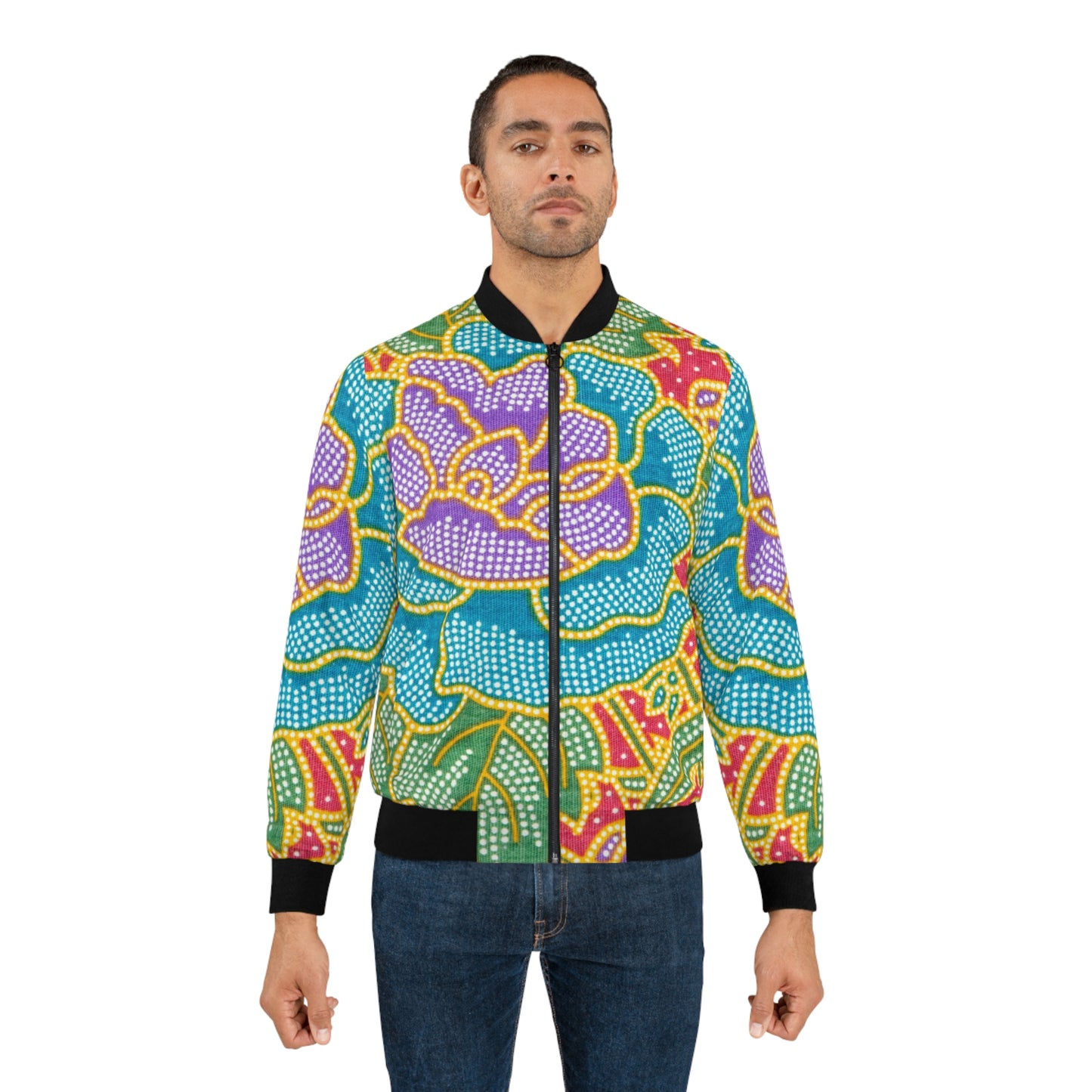 Green and red flowers - Inovax Men's Bomber Jacket