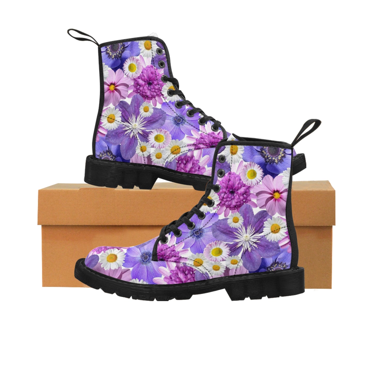 Purple Flowers - Inovax Men's Canvas Boots