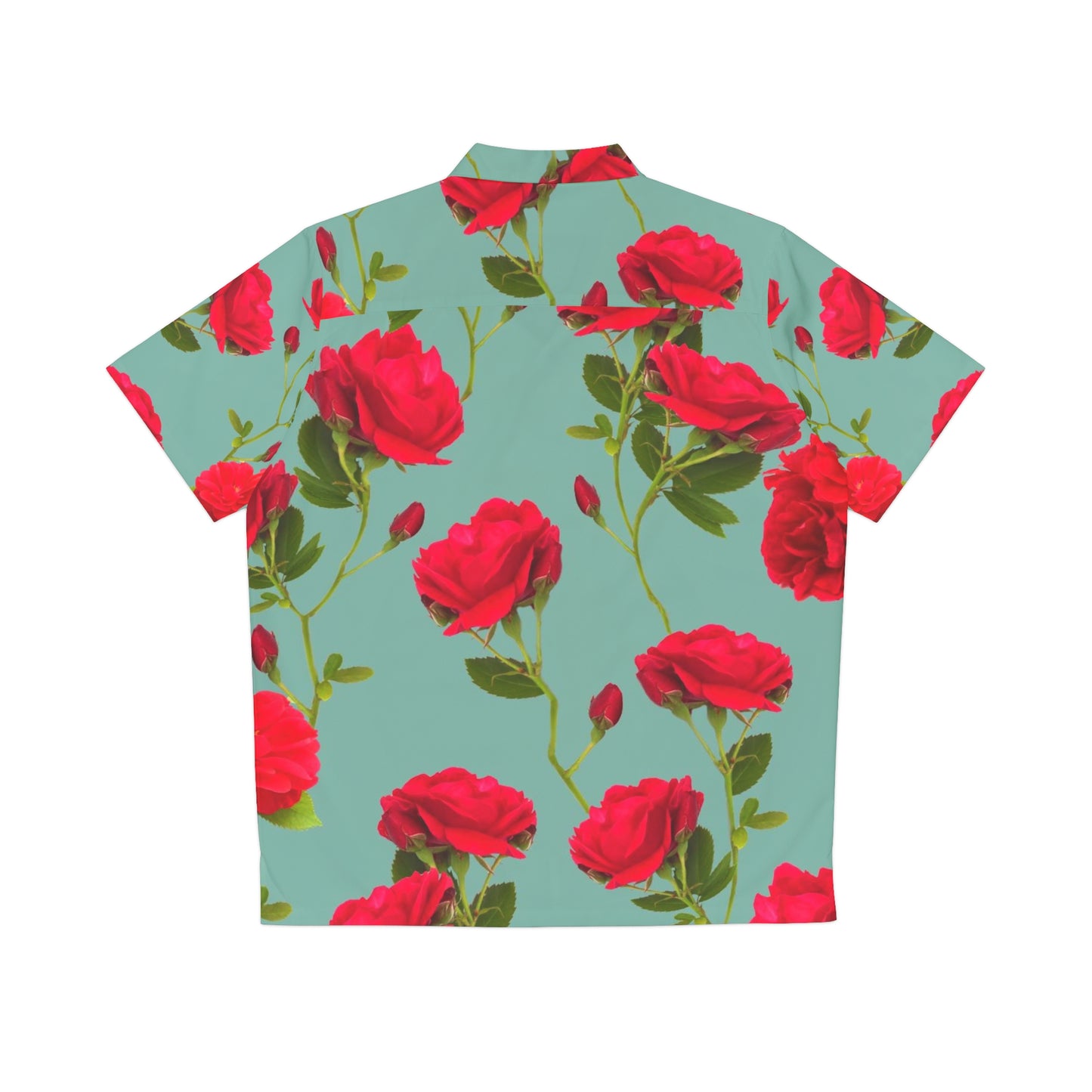 Flores Rojas y Azul - Camisa Hawaiana Hombre Inovax