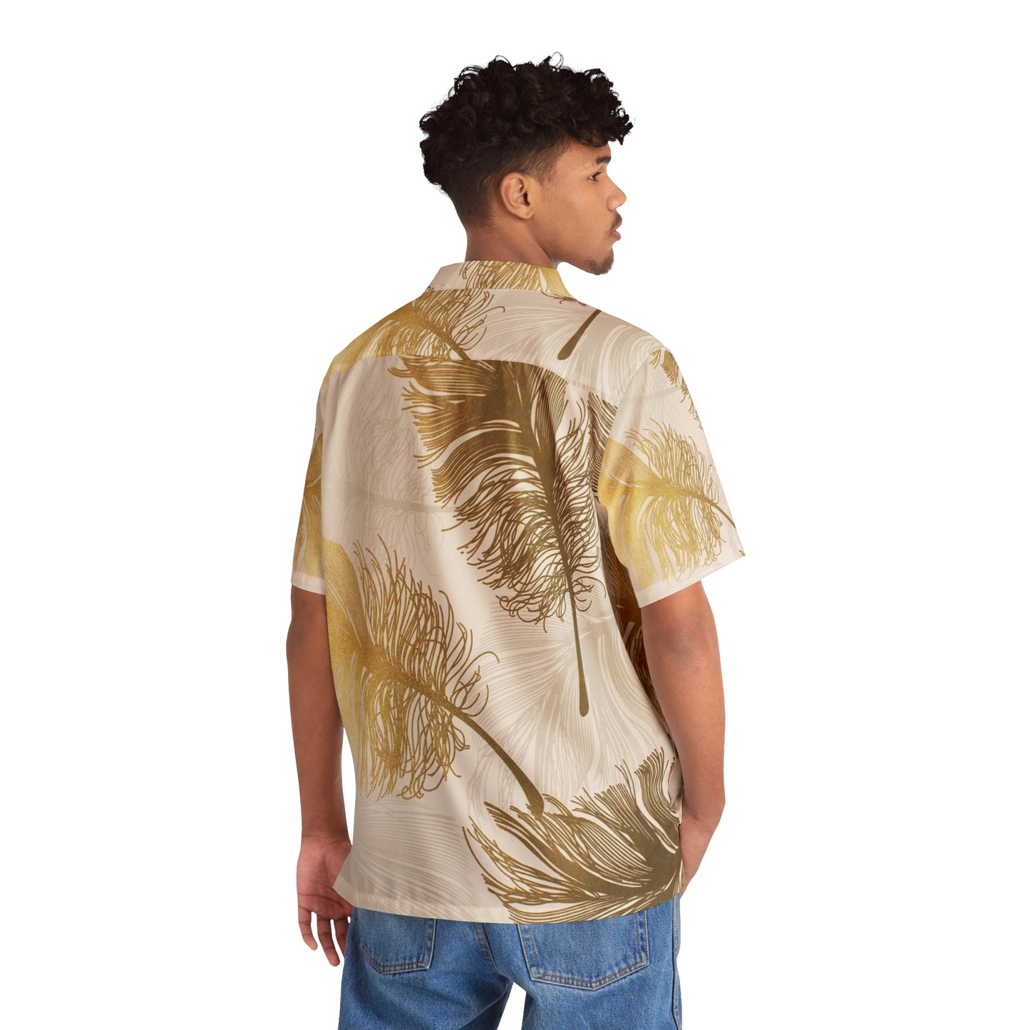 Plumas Doradas - Camisa hawaiana para hombre Inovax