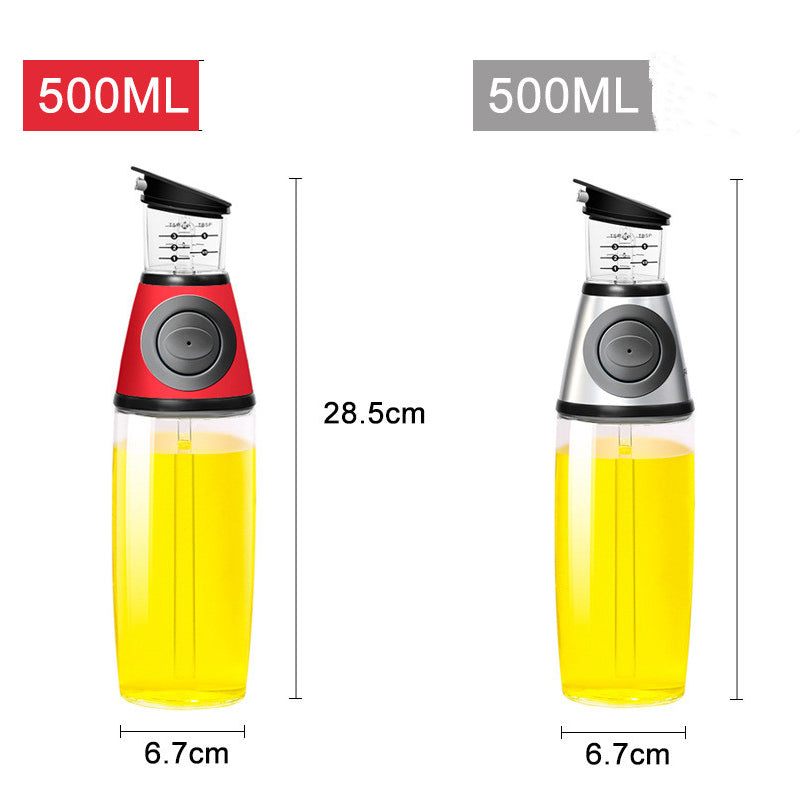 Botella de vidrio medible de 500 ml, botella de aceite, botella de soja, utensilios de cocina