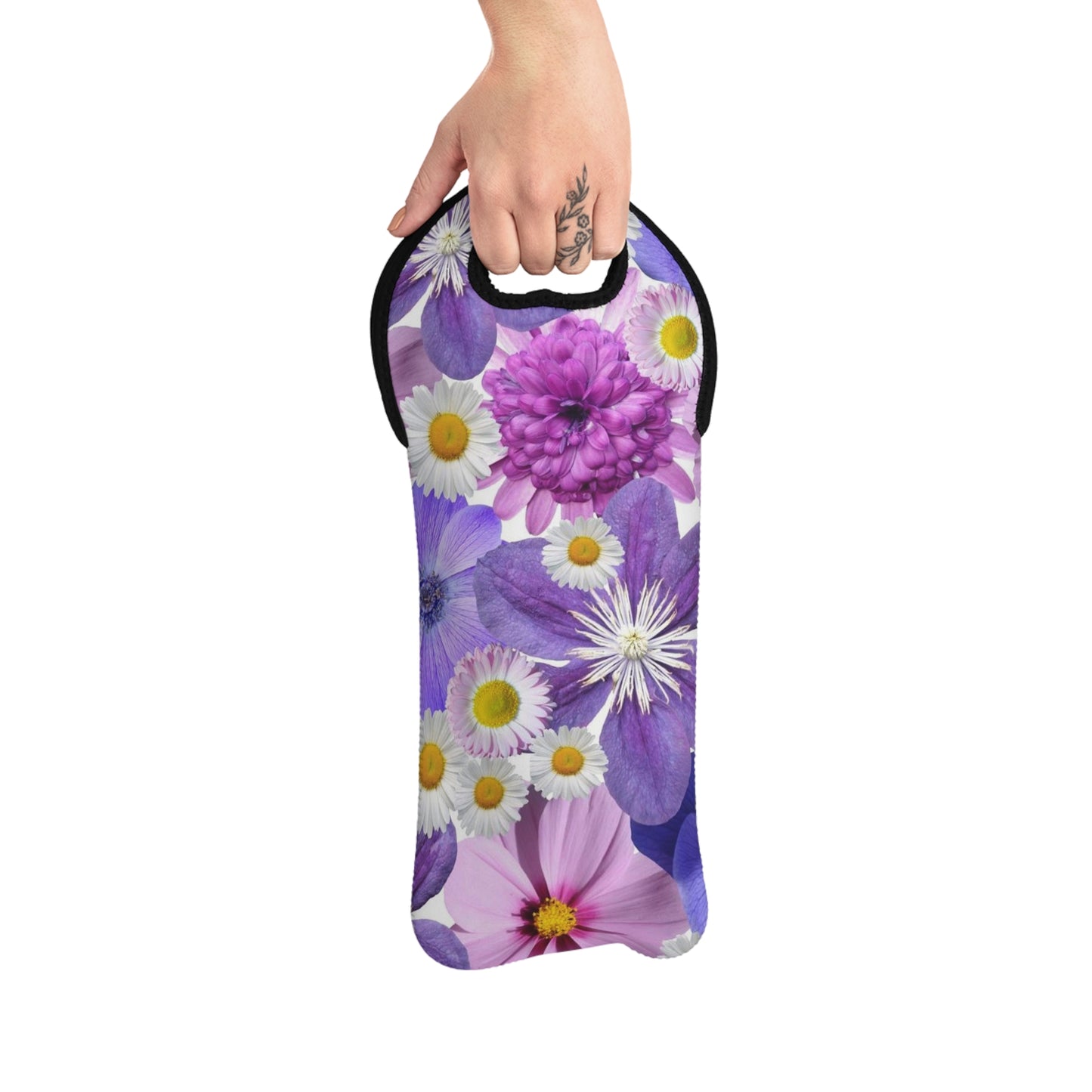 Purple Flowers - Inovax Wine Tote Bag