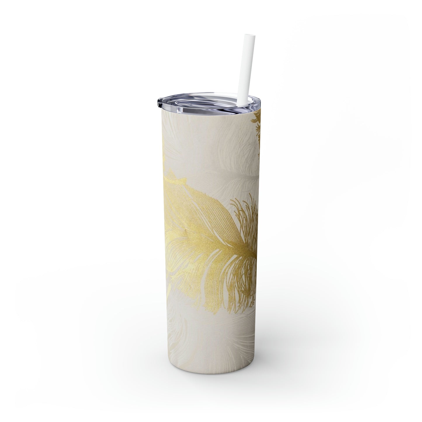 Golden Feathers - Inovax Maars® Skinny Tumbler with Straw 20oz