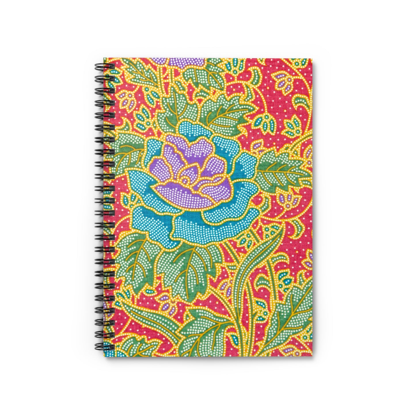 Fleurs vertes et rouges - Carnet à spirale Inovax (ligne lignée)