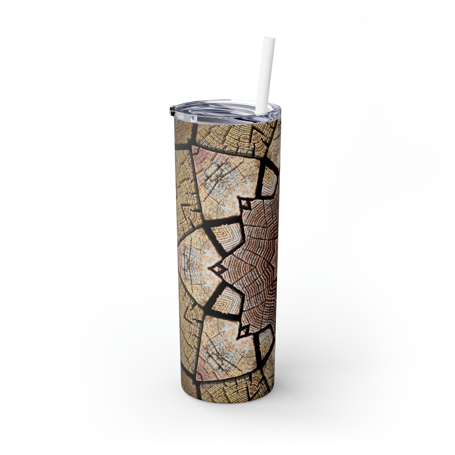 Brown Mandala - Inovax Maars® Skinny Tumbler with Straw 20oz