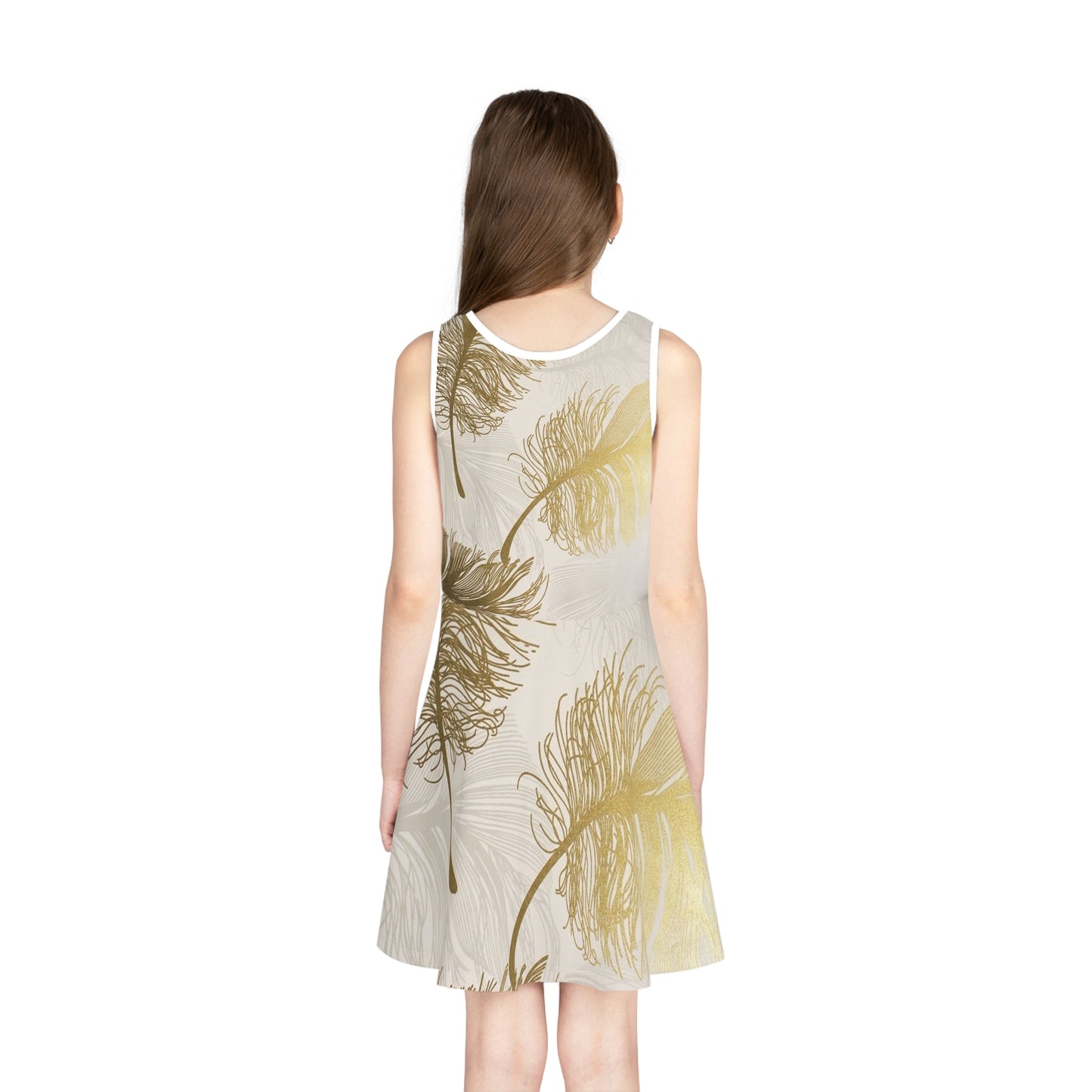 Golden Feathers - Inovax Girl's Sleeveless Sundress