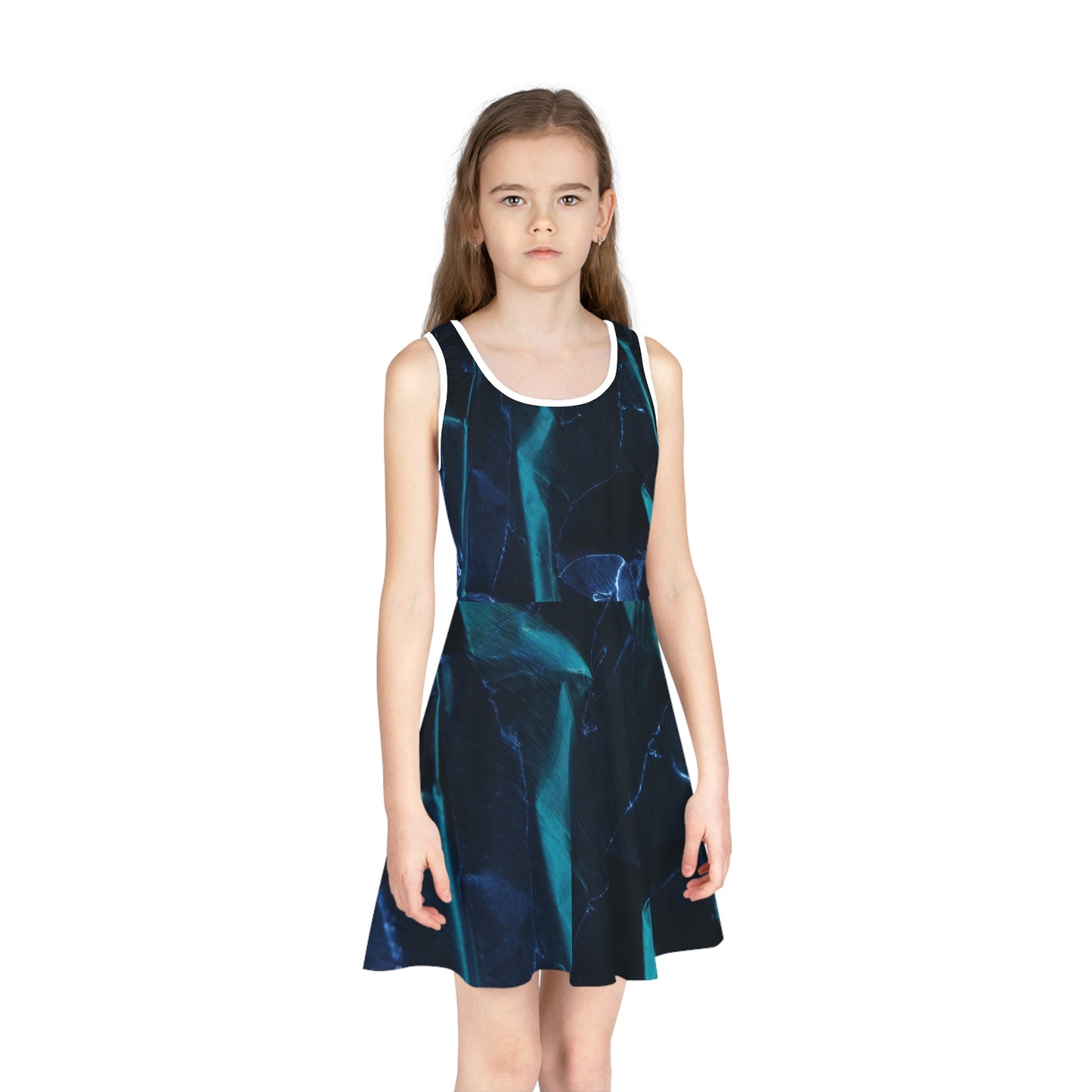 Blue Metalic - Inovax Girl's Sleeveless Sundress