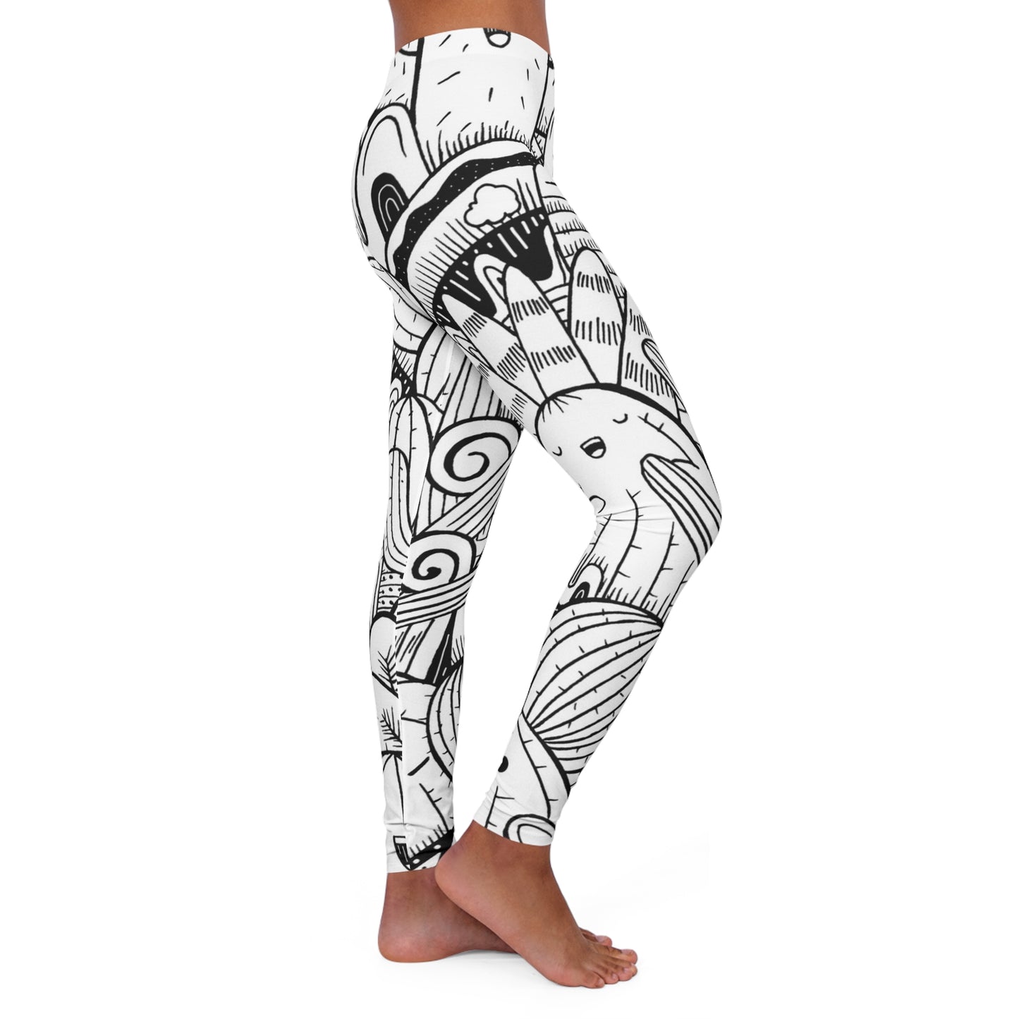 Doodle Cactus - Leggings de spandex para mujer Inovax