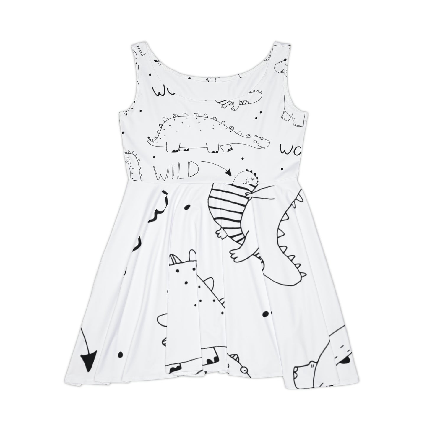 Doodle Dinosours - Vestido skater para mujer Inovax