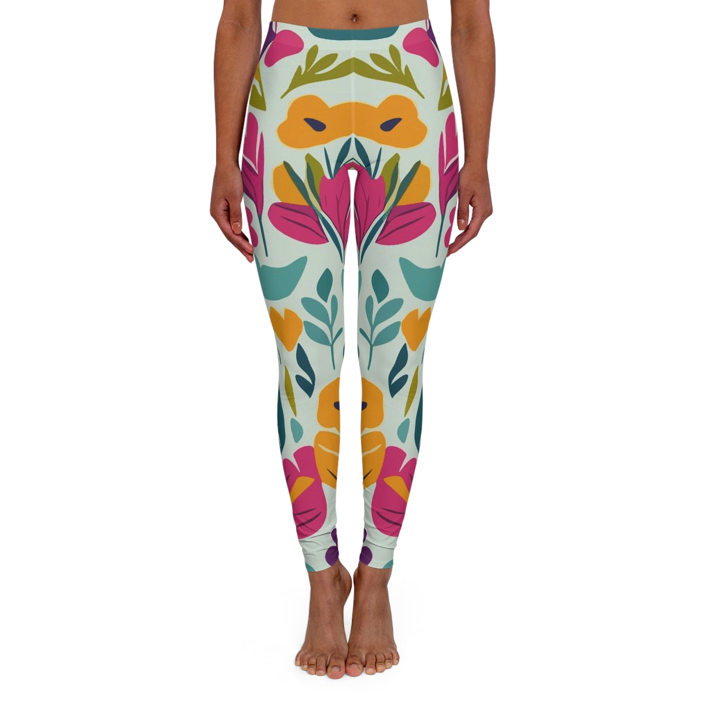 Flores claras - Leggings de spandex para mujer Inovax