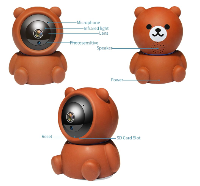 Bear Camera1080P Wifi Cámara IP Seguimiento automático IR Visión nocturna Cámara de seguridad para el hogar