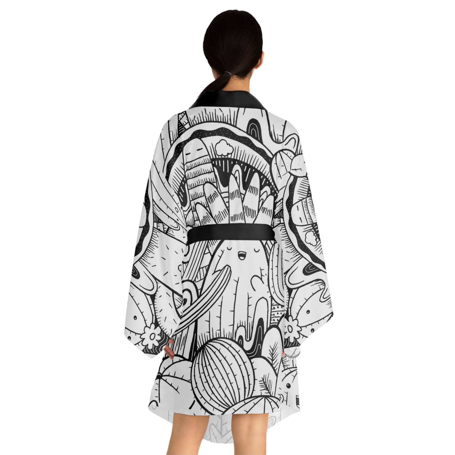 Doodle Cactus - Inovax Long Sleeve Kimono Robe