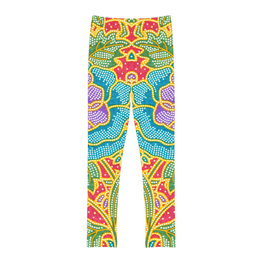 Green and red flowers - Inovax Youth Full-Length Leggings