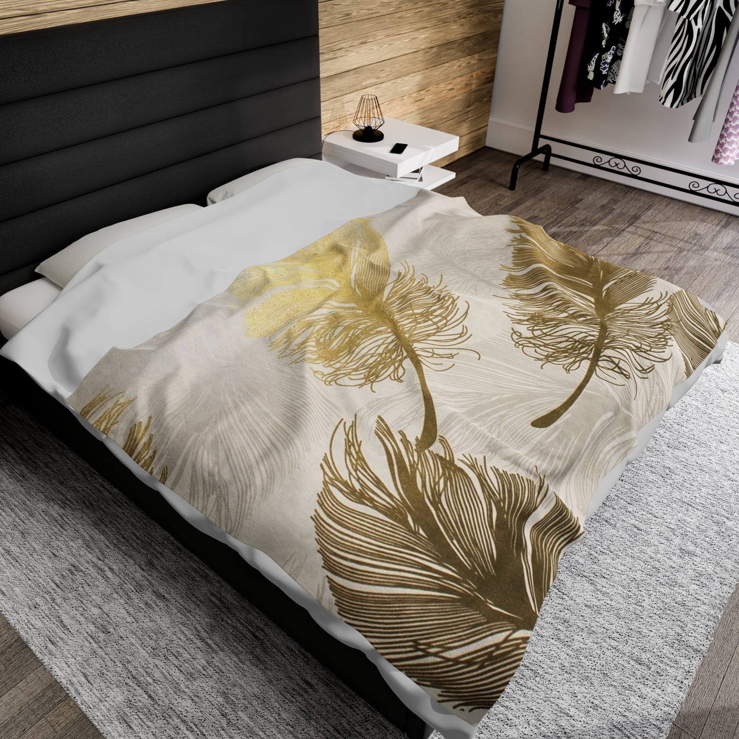 Golden Feathers - Inovax Velveteen Plush Blanket